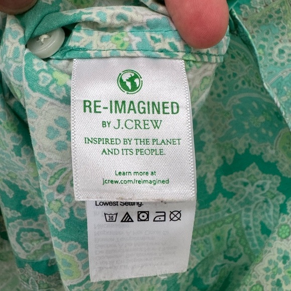 J. Crew Collection Mint Paisley Button Down Long-Sleeve Shirt - Picture 3 of 7